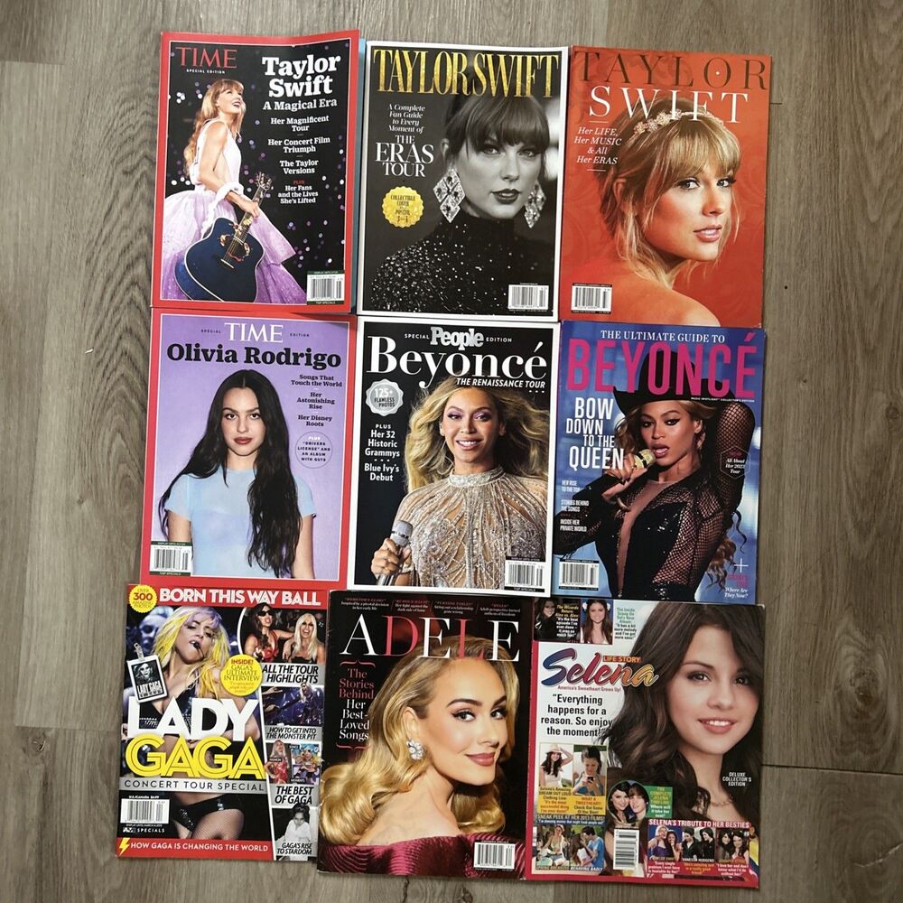 Time Magazine Pop Music Lot of 9 Taylor Swift Beyonce Adele Olivia Rodrigo Gaga